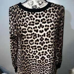 Betsey Johnson Leopard Print Long Sleeve Top - Black and Brown